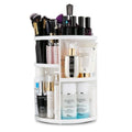 Le rangement à maquillage rotatif UNIQ 360° en blanc permet de ranger soigneusement les produits de soin, les flacons, les pinceaux à maquillage et les vernis à ongles sur plusieurs étagères. Il comprend un support pour cosmétiques, un porte-rouge à lèvres et est facile à assembler.