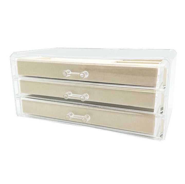 UNIQ Acrylic Jewellery Box with 3 Drawers - Organiser storage for earrings, necklaces, bracelets, watches etc. - Jewelry Box