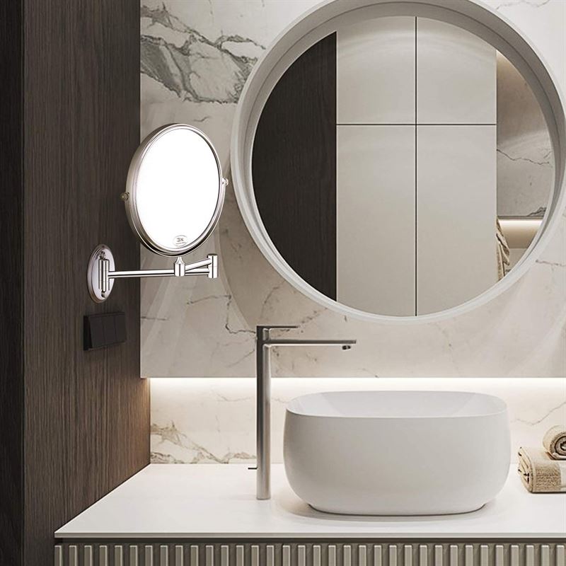 Miroir de salle de bain UNIQ avec grossissement 10x et bras - | Fashiongirl