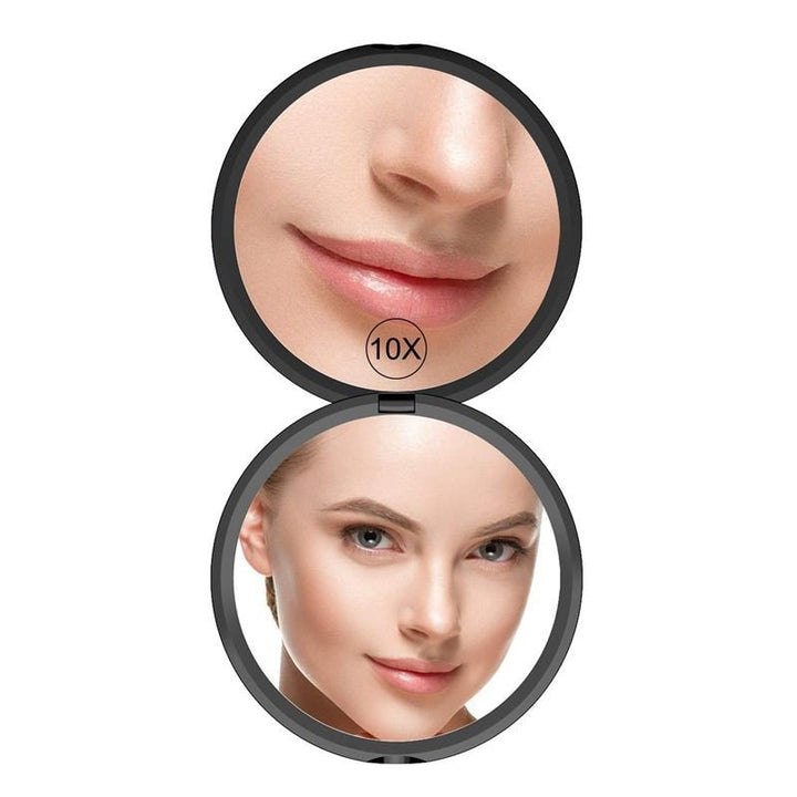 UNIQ Compact double - sided mirror with 10x magnification - Black - | Fashiongirl