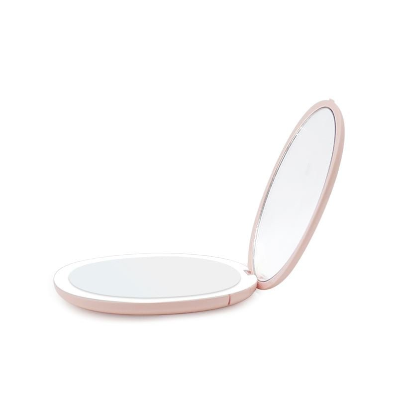 UNIQ Compact Double - sided Travel Mirror with LED (5x magnification) - Rose - | Fashiongirl