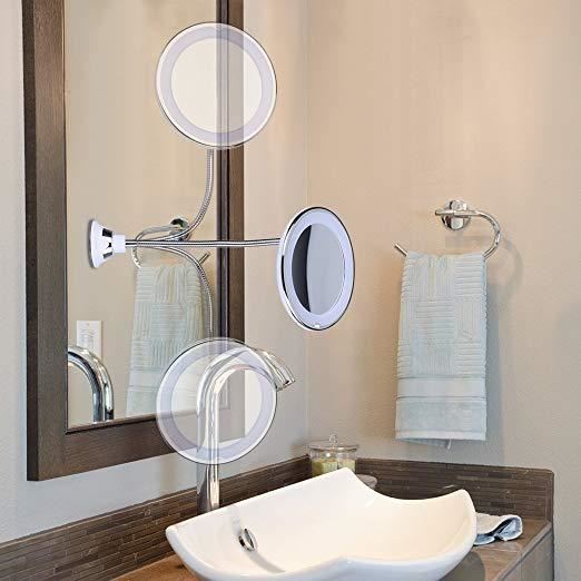 Miroir flexible UNIQ avec éclairage LED et grossissement 10x - | Fashiongirl