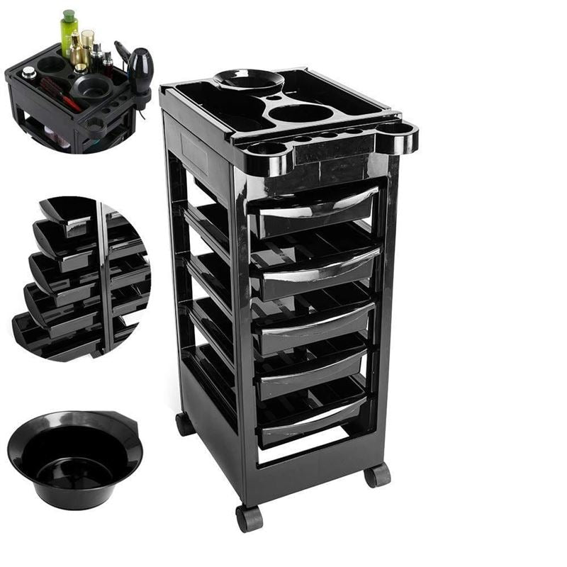 Chariot de coiffure UNIQ / table à roulettes - Noir - | Fashiongirl