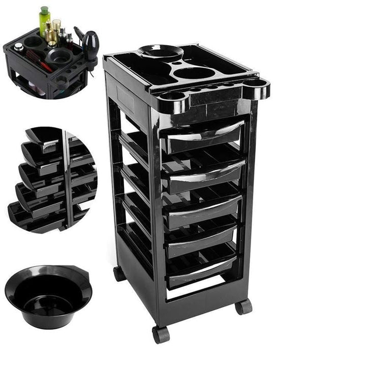 Chariot de coiffure UNIQ / table à roulettes - Noir - | Fashiongirl