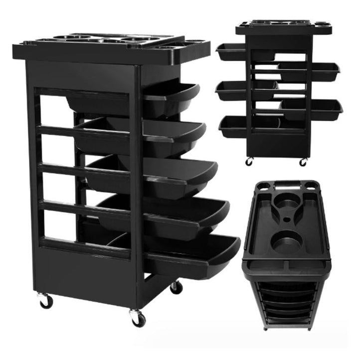Chariot de coiffure UNIQ / table à roulettes - Noir - | Fashiongirl