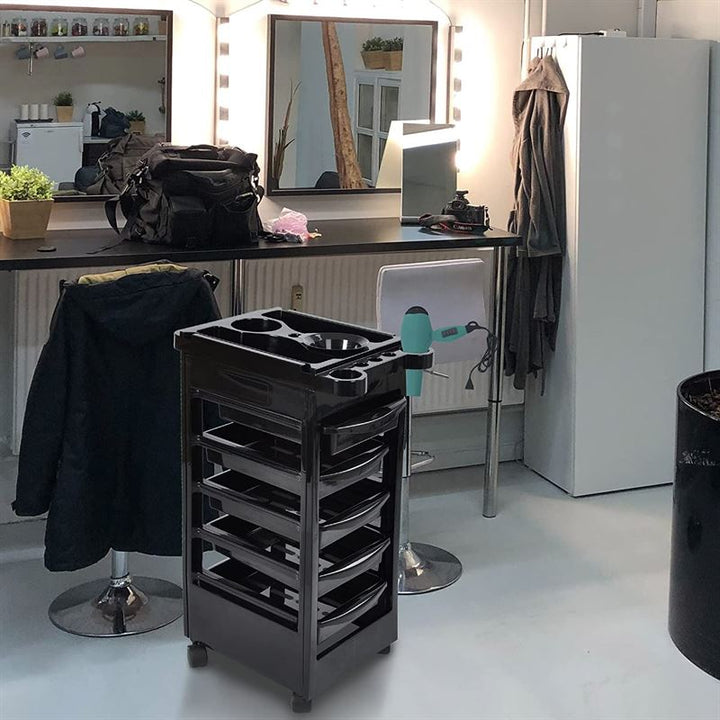 Chariot de coiffure UNIQ / table à roulettes - Noir - | Fashiongirl