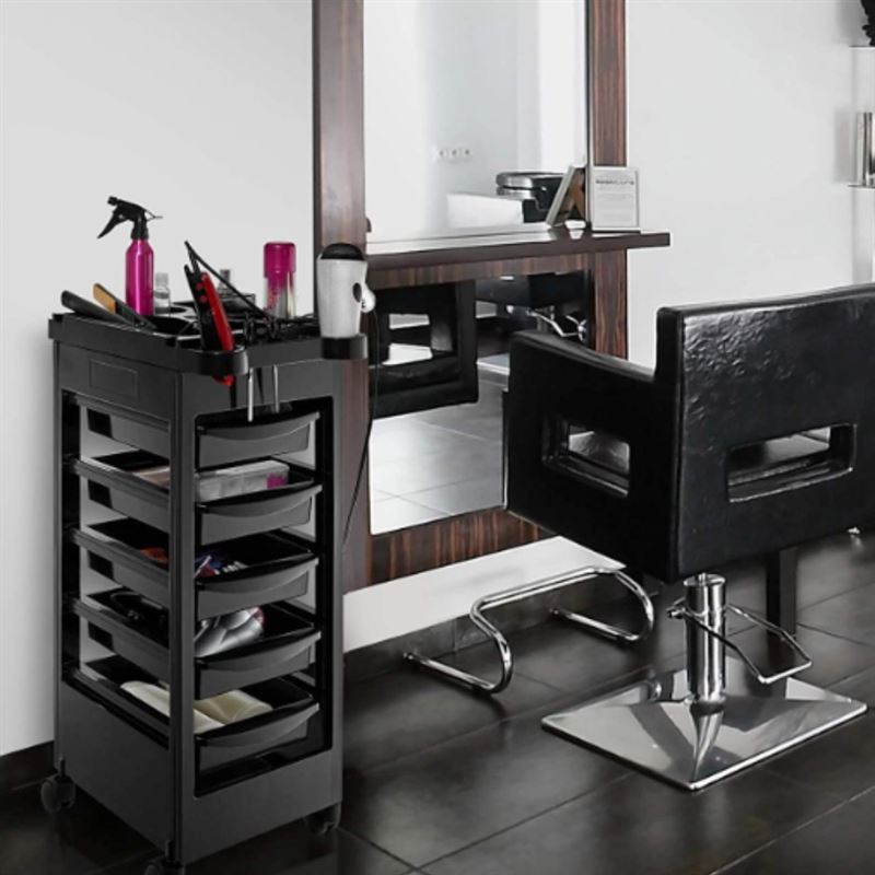 Chariot de coiffure UNIQ / table à roulettes - Noir - | Fashiongirl