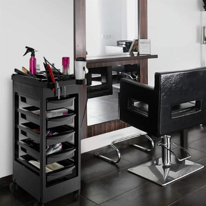 Chariot de coiffure UNIQ / table à roulettes - Noir - | Fashiongirl