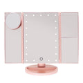 Miroir de maquillage UNIQ Hollywood Miroir à trois volets avec éclairage LED, RoseGold - | Fashiongirl
