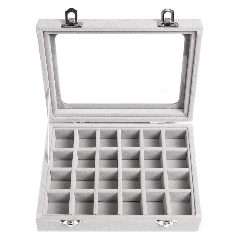 UNIQ Jewellery Box in Grey Velour - Jewelry Box