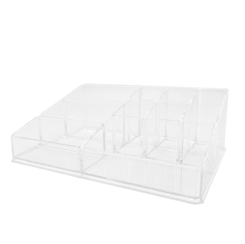 The UNIQ Make Up Acrylic Organiser - SF-1611D (U304) by UNIQ features multiple compartments of various sizes, ideal for neatly storing cosmetics, office supplies, accessories, or jewellery.