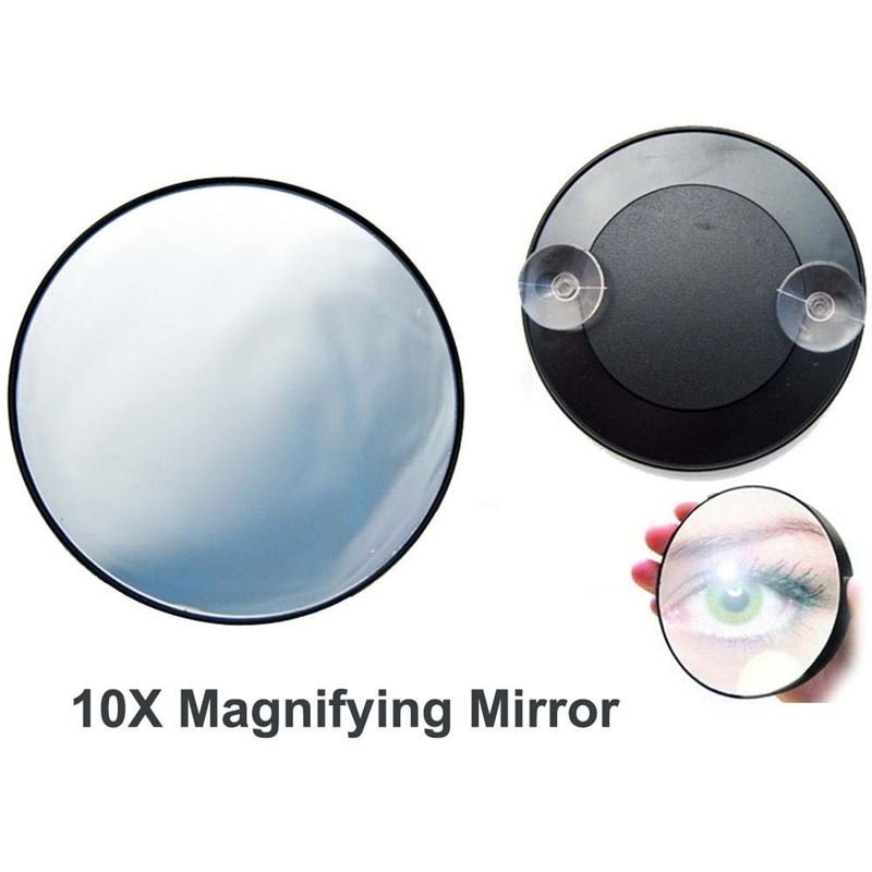 UNIQ Makeup mirror 10X magnification with suction cup - Black - | Fashiongirl
