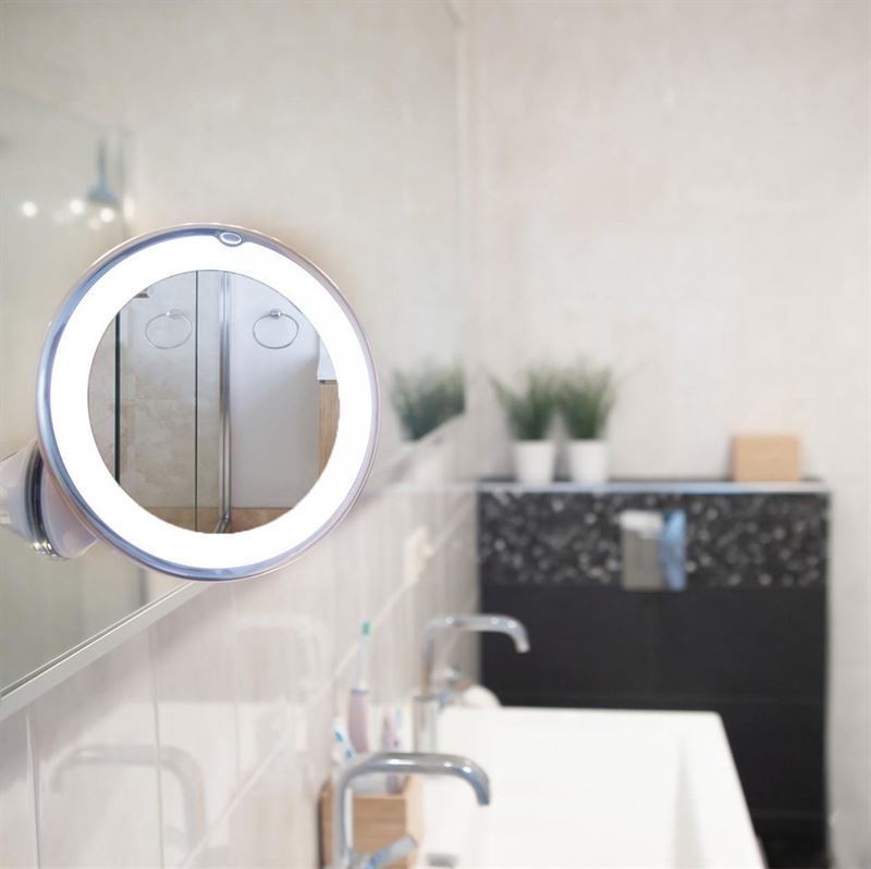 Miroir UNIQ avec ventouse, grossissement x10, blanc - | Fashiongirl