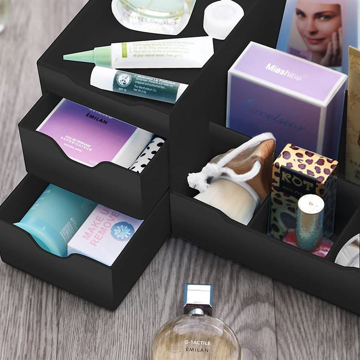 UNIQ Organiser for makeup &amp; skincare products - 9 compartments - Black - Organiser