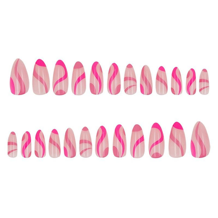 UNIQ Press On Nails with Glue - Pink Swirl - | Fashiongirl