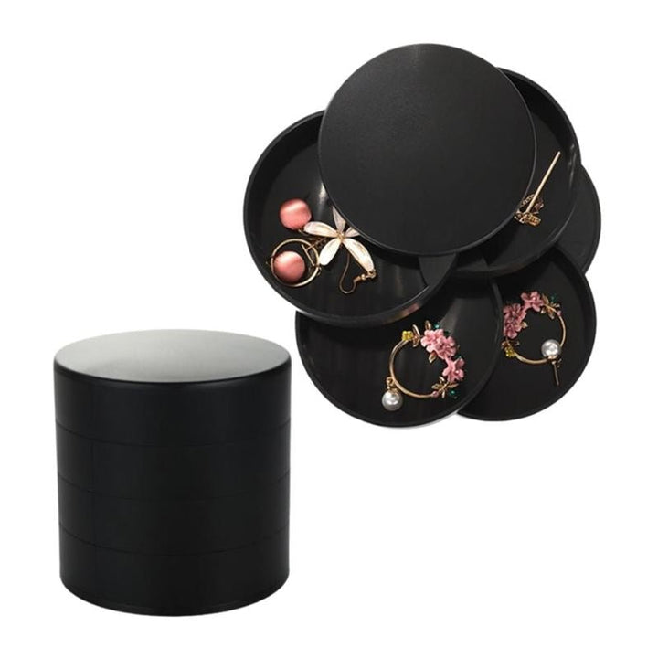 UNIQ Rotatable round jewellery box / organiser with 4 compartments - Black - Jewelry Box