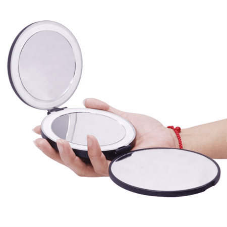 UNIQ Tri - fold Compact Travel Mirror with LED (5x and 10x magnification) - Black - | Fashiongirl