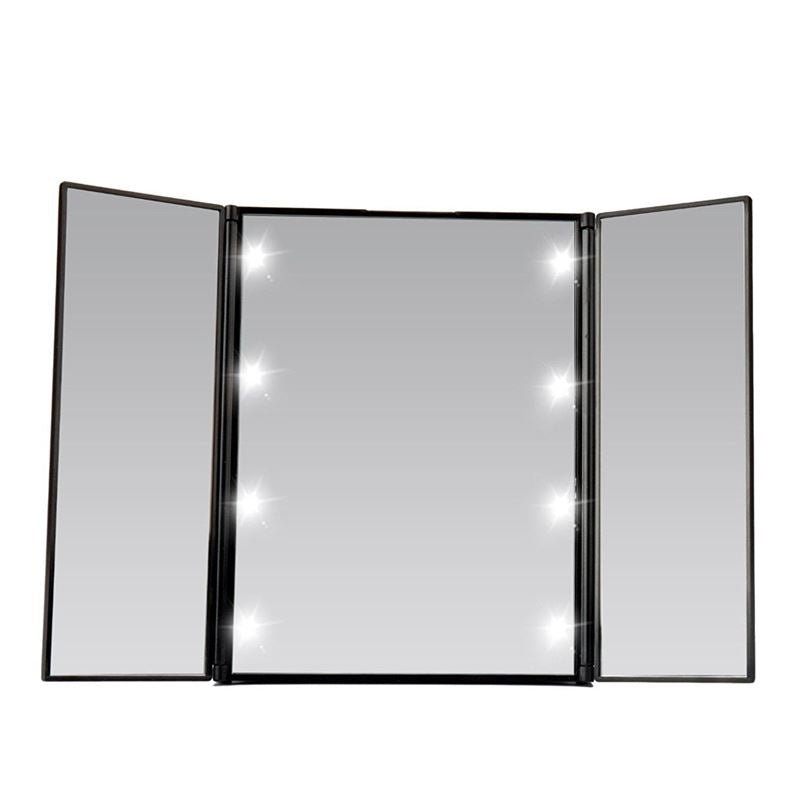 Miroir de maquillage pliable UNIQ Vanity Tri avec éclairage LED, noir - | Fashiongirl