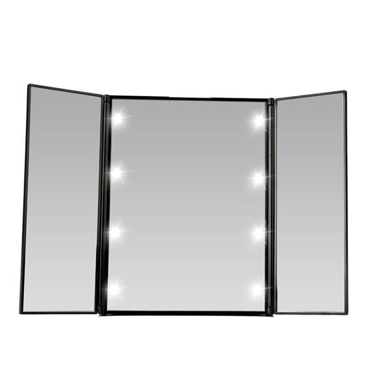 Miroir de maquillage pliable UNIQ Vanity Tri avec éclairage LED, noir - | Fashiongirl