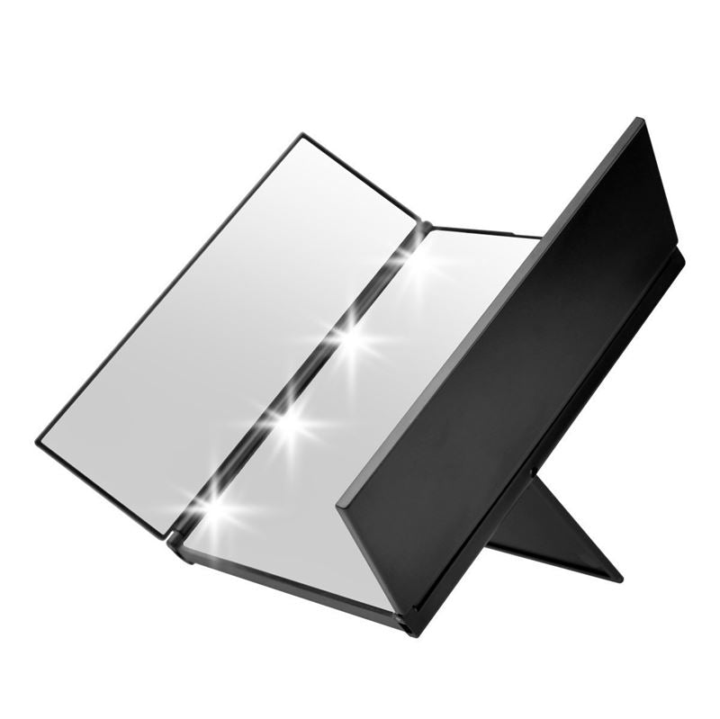 Miroir de maquillage UNIQ Vanity à trois volets avec éclairage LED, noir - | Fashiongirl