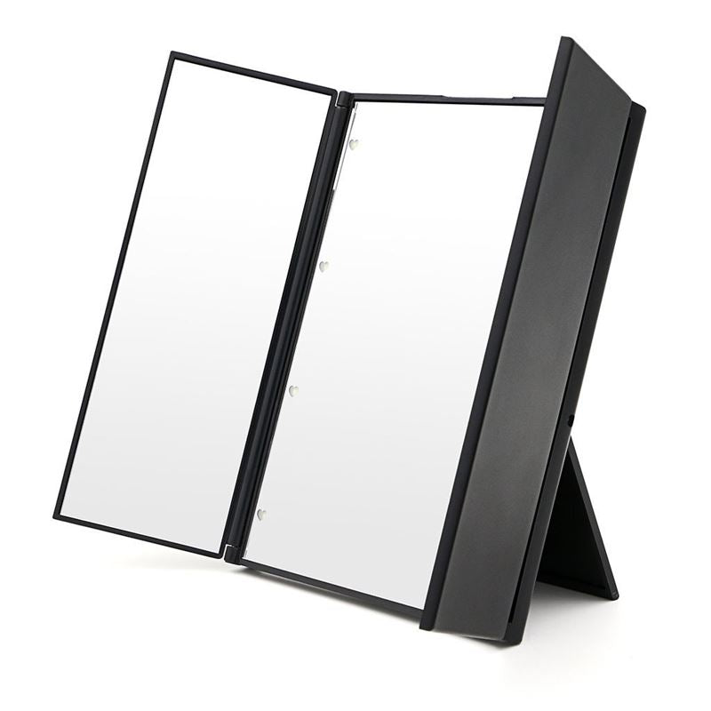 Miroir de maquillage pliable UNIQ Vanity Tri avec éclairage LED, noir - | Fashiongirl