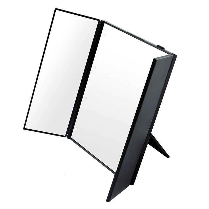 Miroir de maquillage pliable UNIQ Vanity Tri avec éclairage LED, noir - | Fashiongirl
