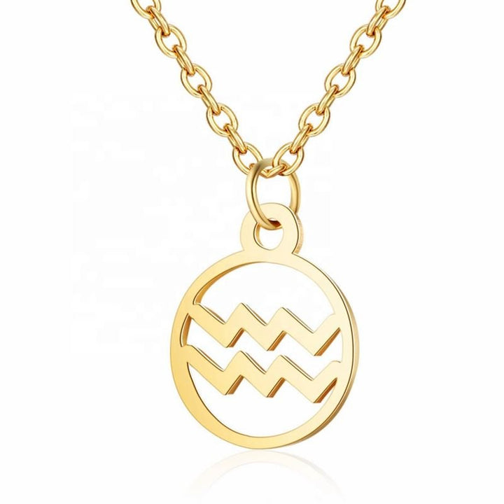 Zodiac necklace: Aquarius - Zodiac, Gold - | Fashiongirl
